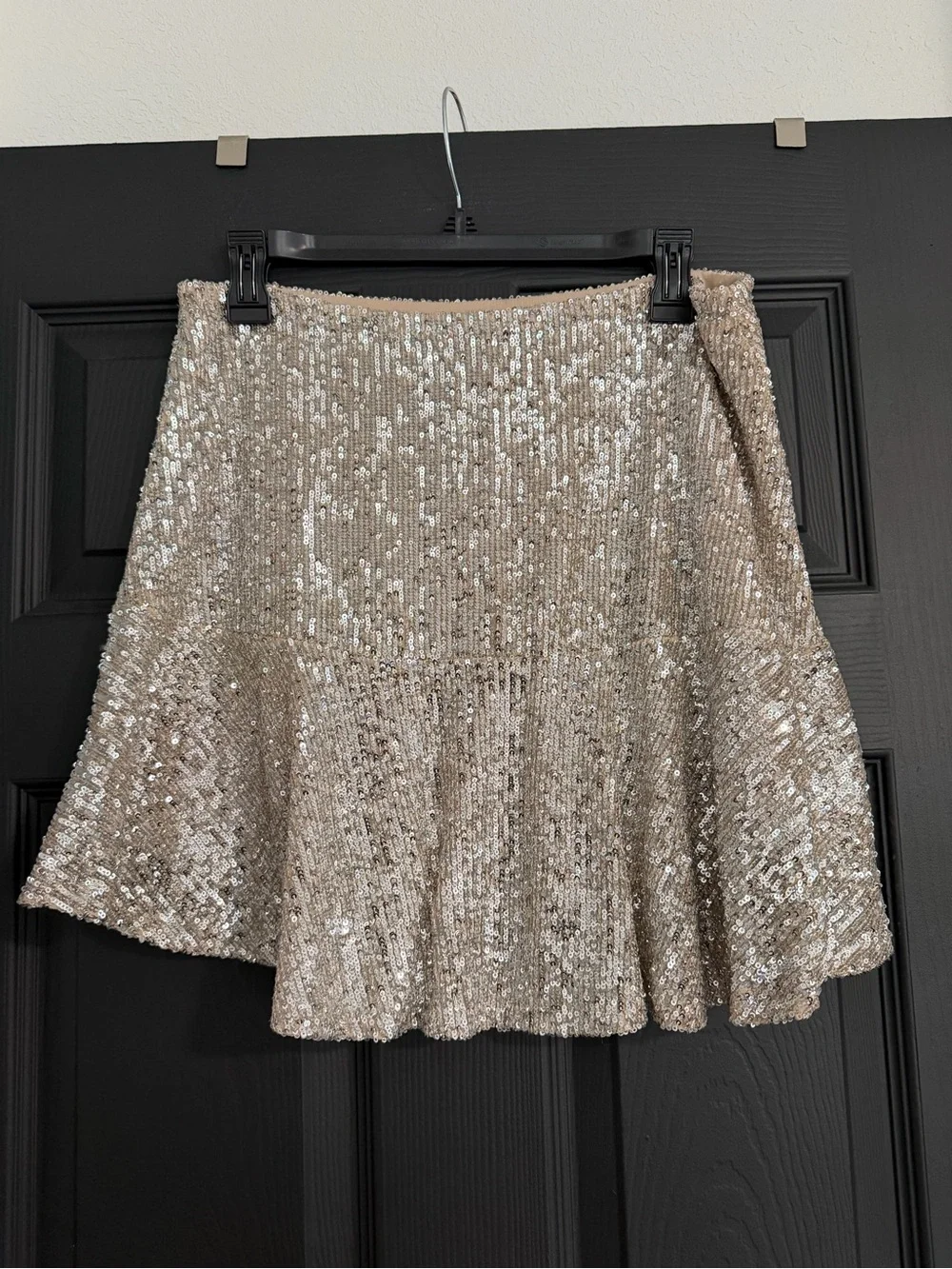 Free People Trumpet Silver Sequin Mini Skirt